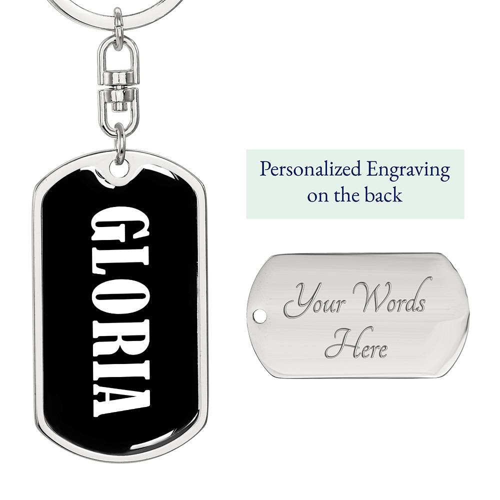 Gloria v01w - Luxury Dog Tag Keychain