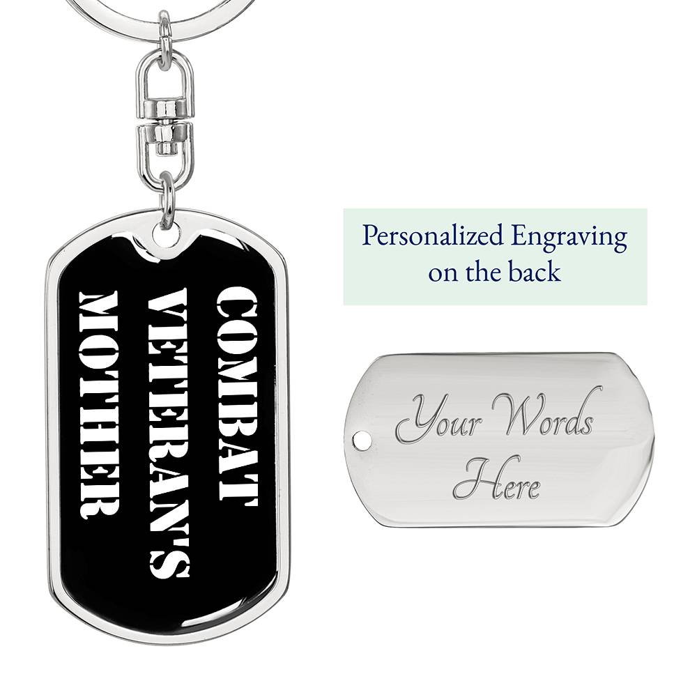 Combat Veteran's Mother v3 - Luxury Dog Tag Keychain
