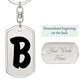 Initial B v1b - Luxury Dog Tag Keychain