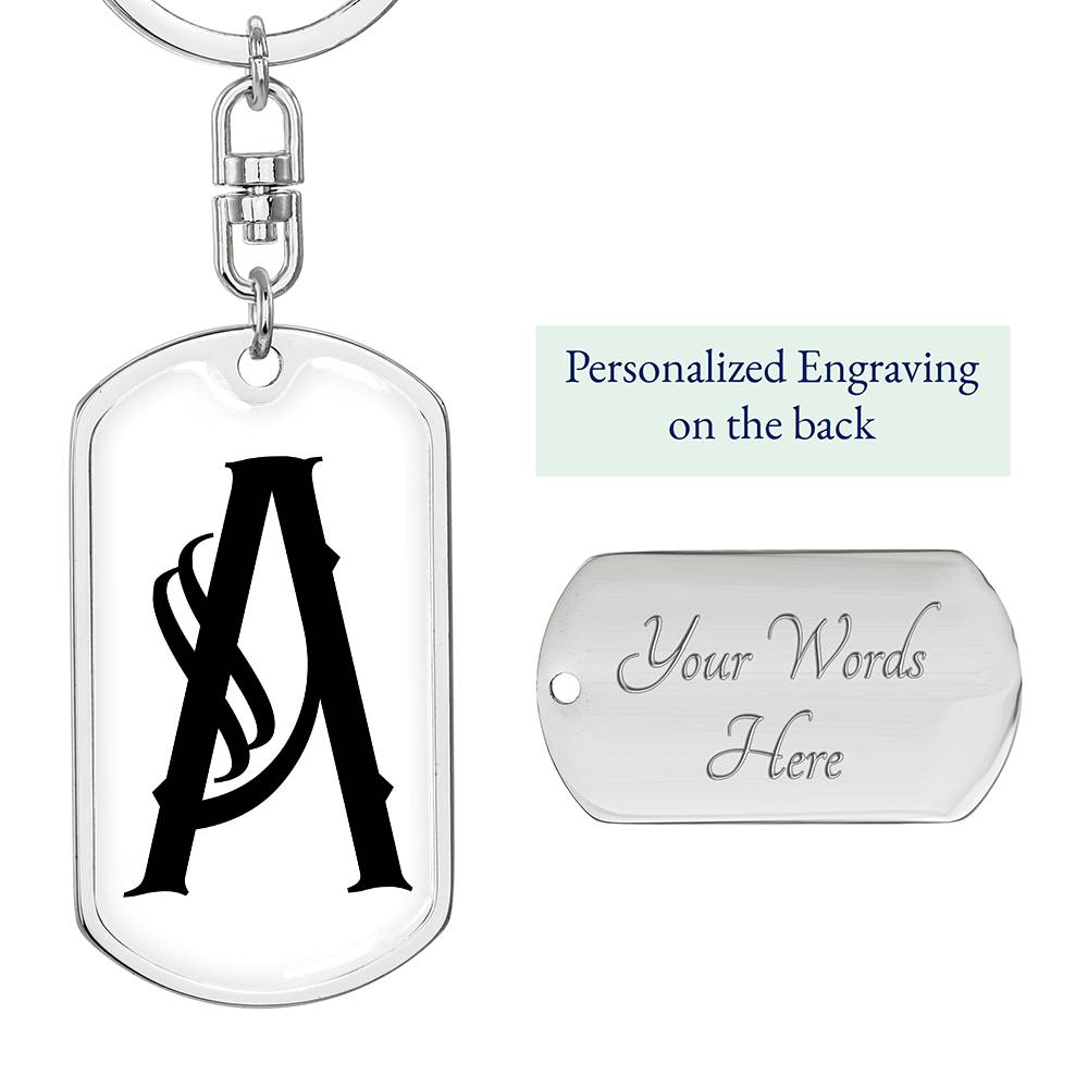 Initial A v001-14 - Luxury Dog Tag Keychain