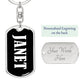 Janet v01w - Luxury Dog Tag Keychain