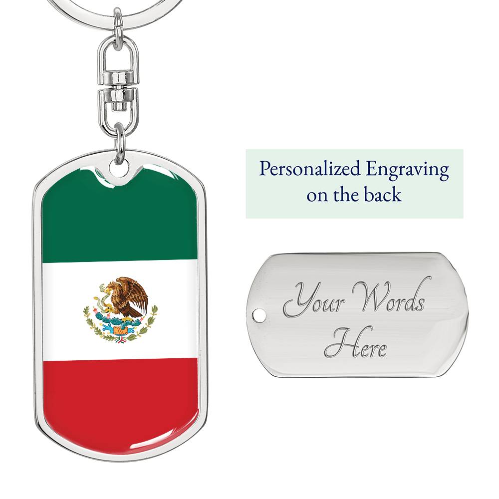 Mexican Flag - Luxury Dog Tag Keychain