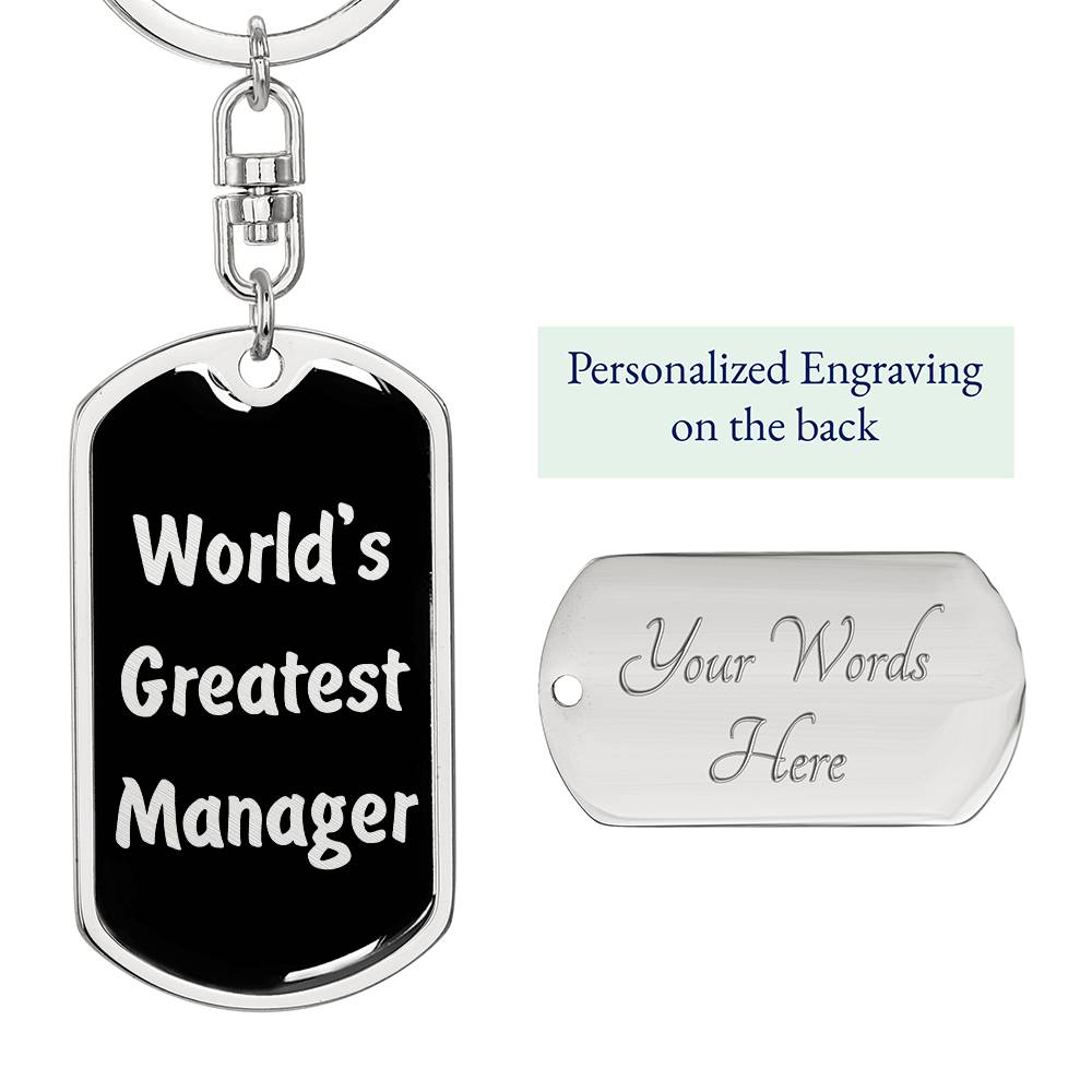 World's Greatest Manager v2 - Luxury Dog Tag Keychain