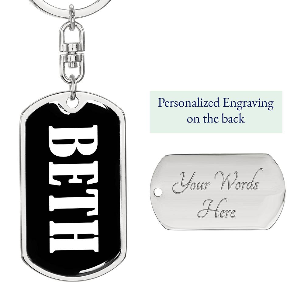 Beth v01w - Luxury Dog Tag Keychain