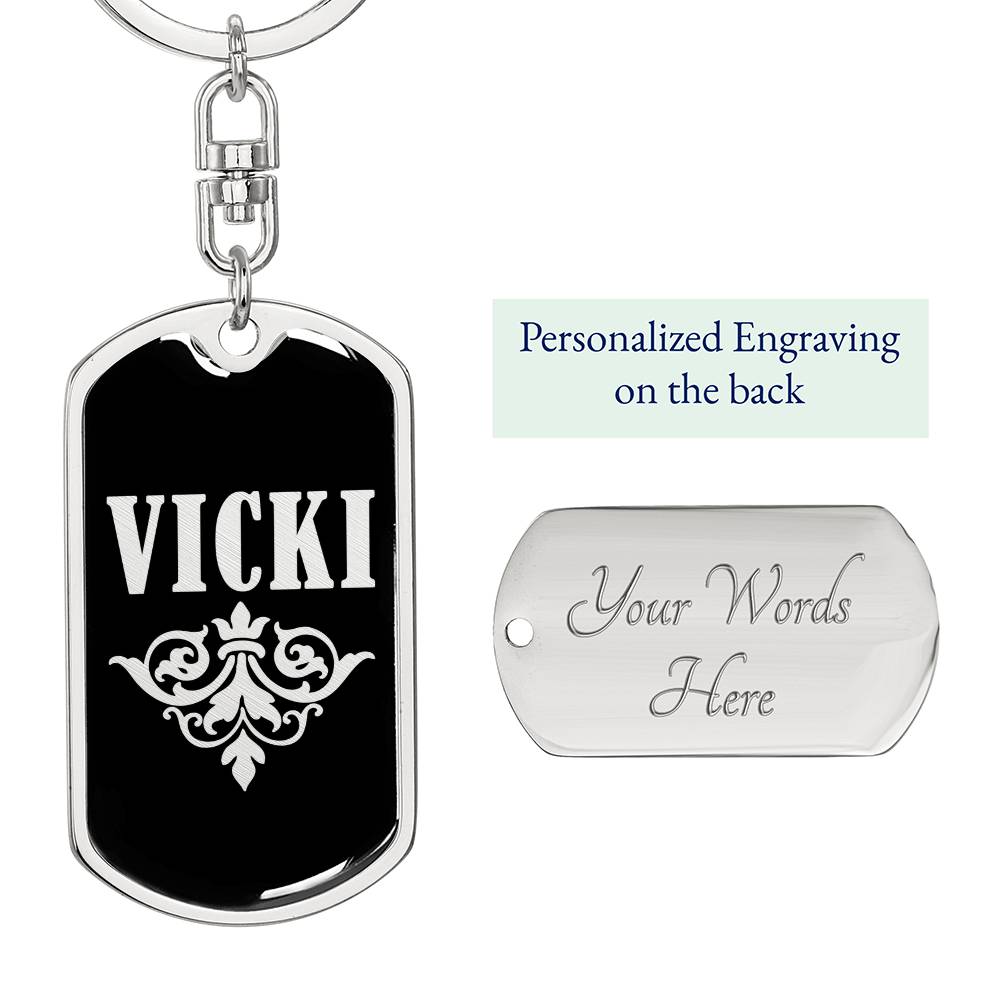 Vicki v02a - Luxury Dog Tag Keychain