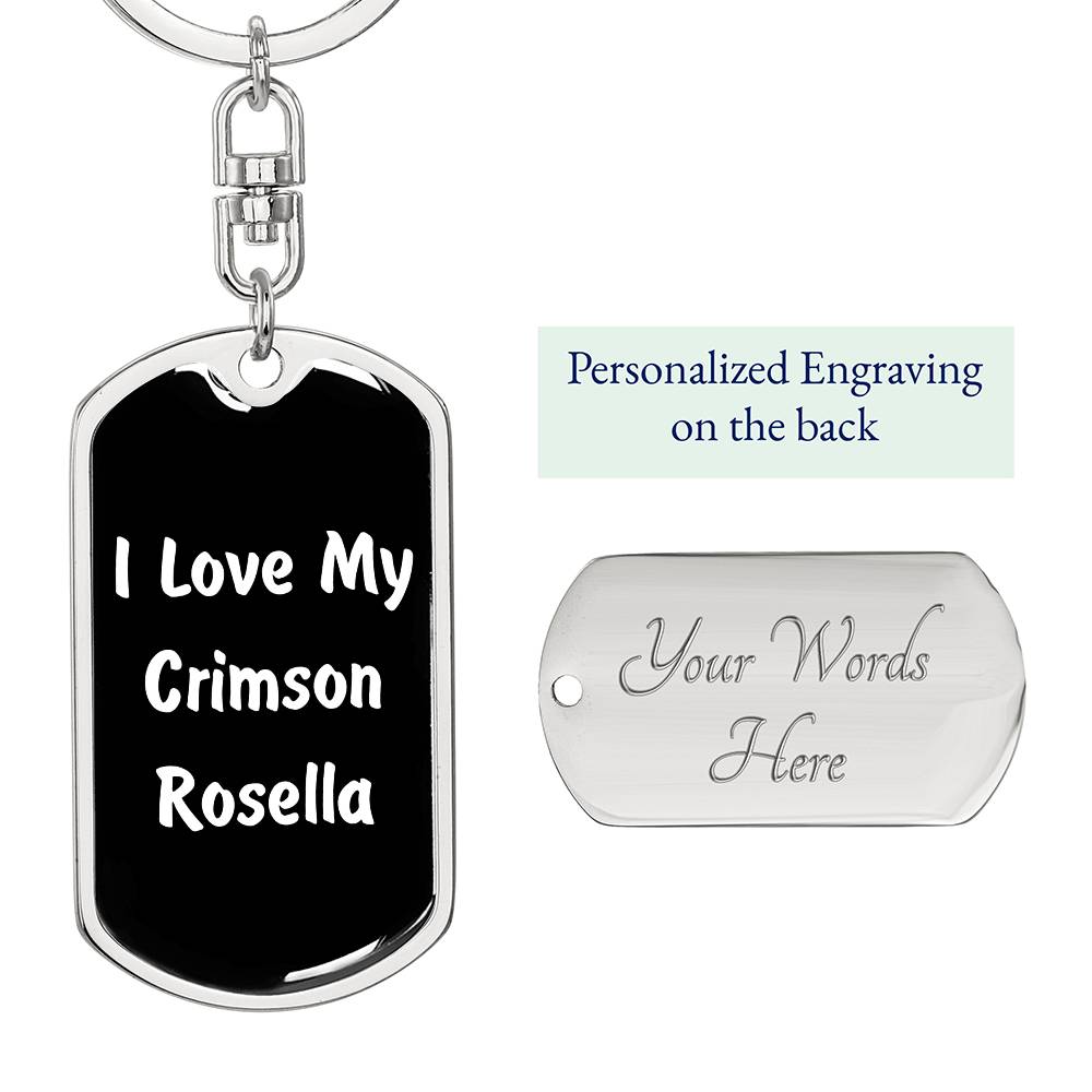 Love My Crimson Rosella v3 - Luxury Dog Tag Keychain