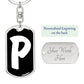 Initial P v3b - Luxury Dog Tag Keychain
