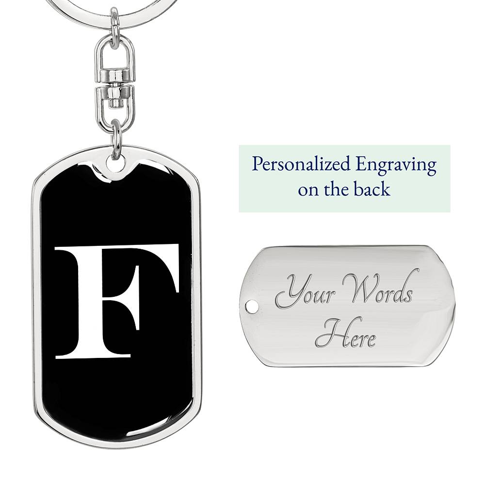 Initial F v3a - Luxury Dog Tag Keychain