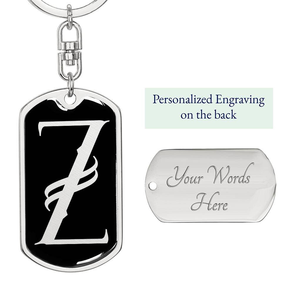 Initial Z v001-12 - Luxury Dog Tag Keychain