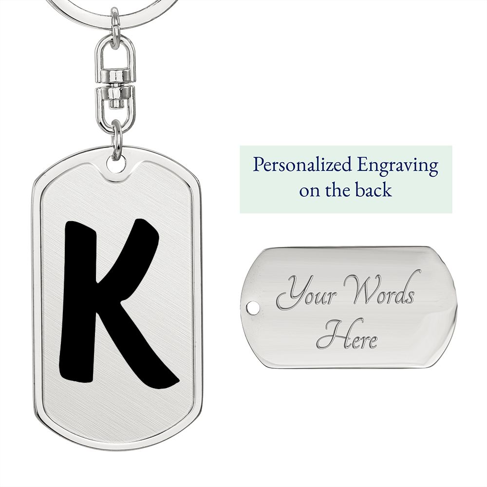 Initial K v1b - Luxury Dog Tag Keychain