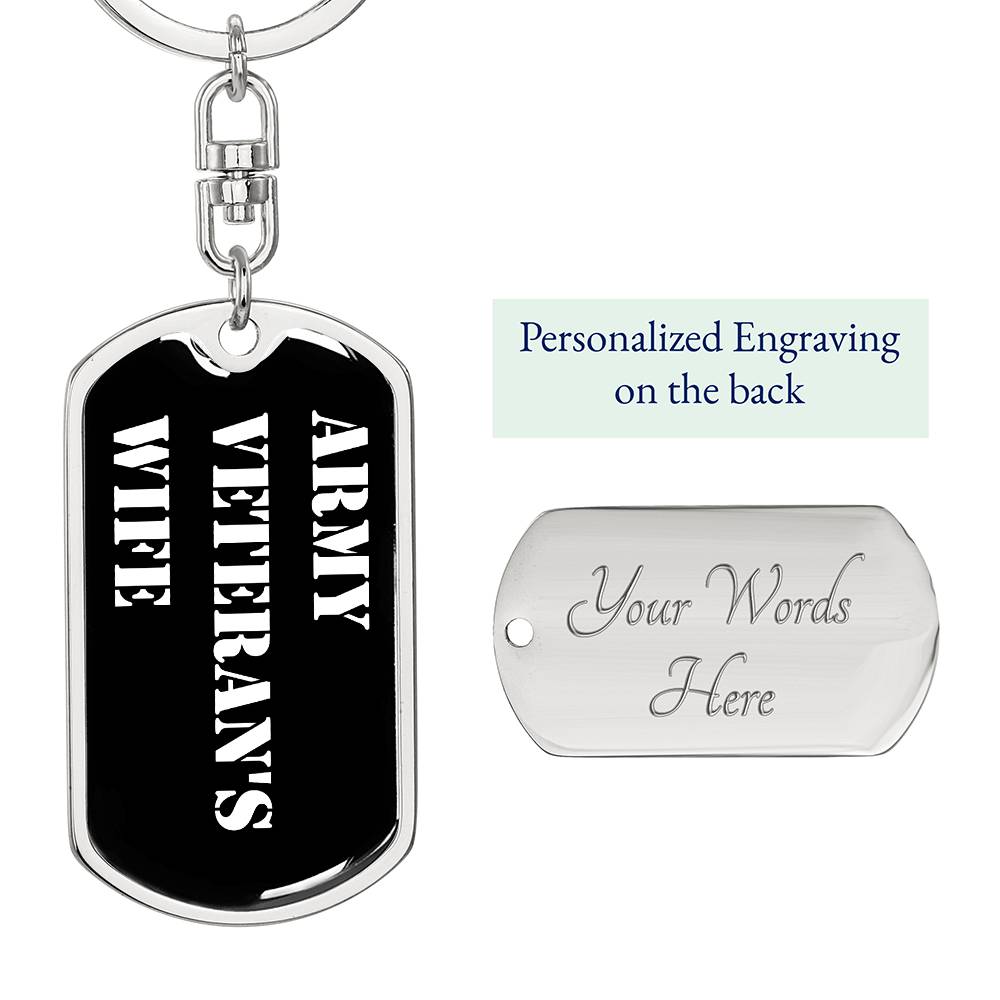 Army Veteran's Wife v3 - Luxury Dog Tag Keychain