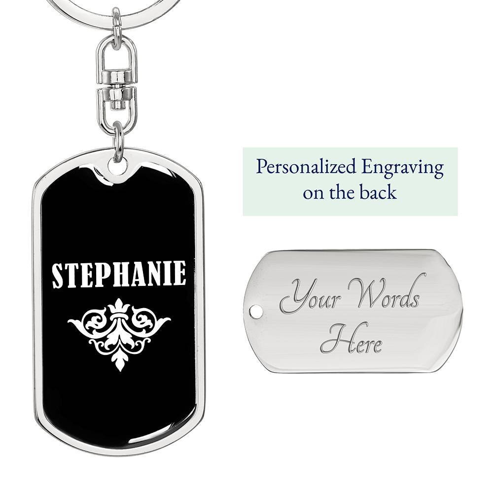 Stephanie v03a - Luxury Dog Tag Keychain