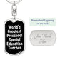 World's Greatest Preschool Special Education Teacher v3 - Luxury Dog Tag Keychain