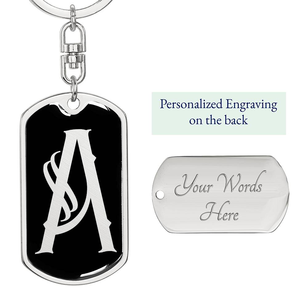 Initial A v001-12 - Luxury Dog Tag Keychain