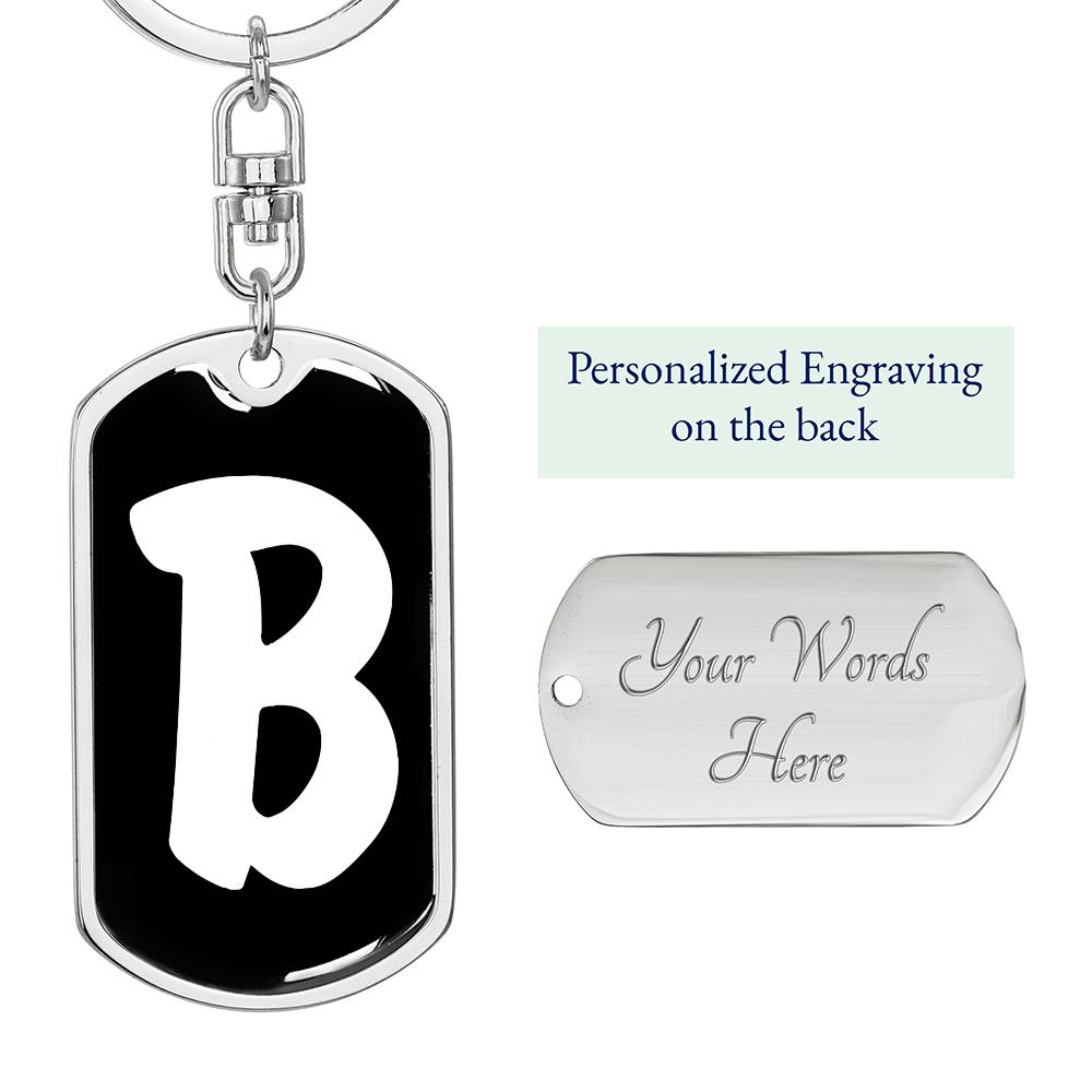Initial B v3b - Luxury Dog Tag Keychain