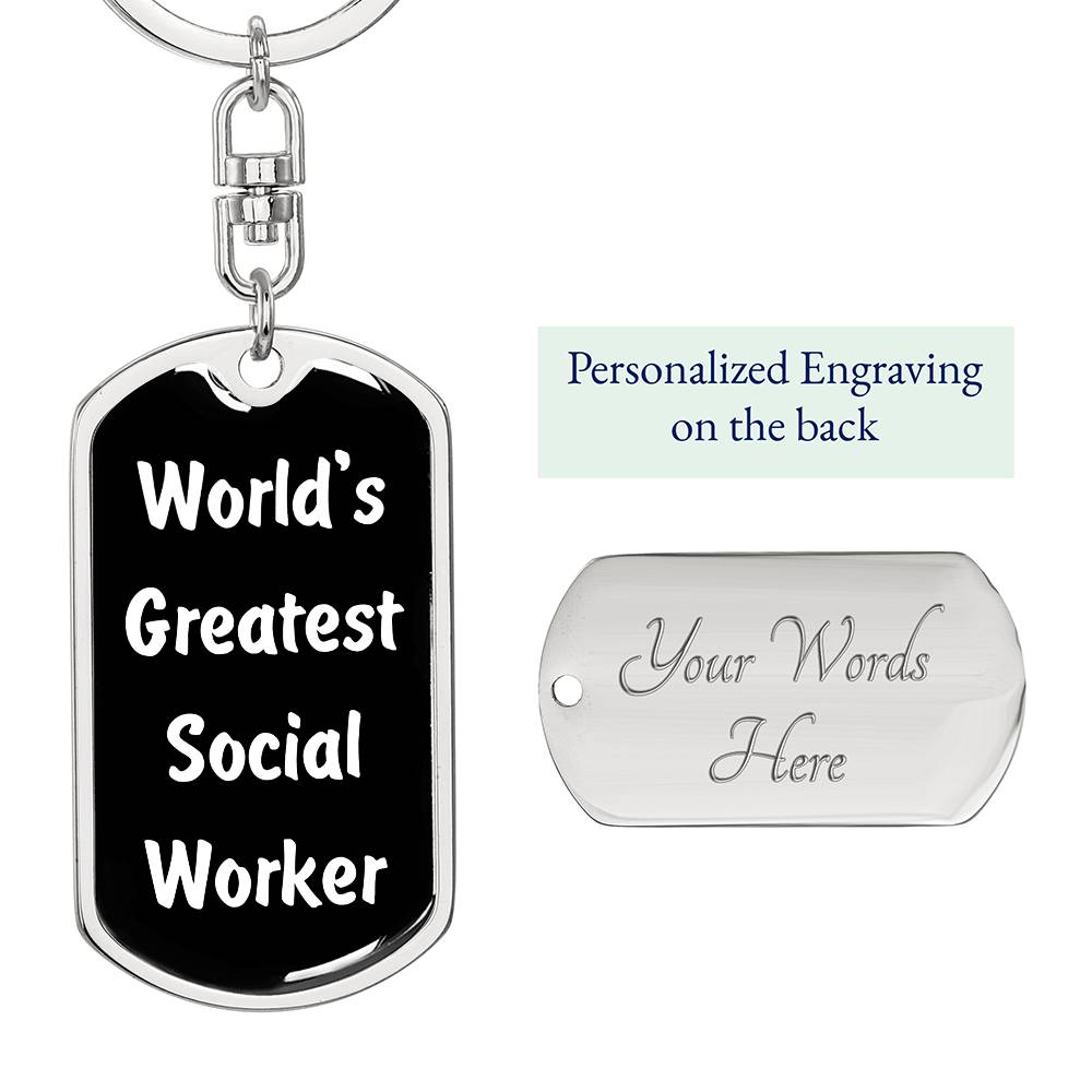 World's Greatest Social Worker v3 - Luxury Dog Tag Keychain