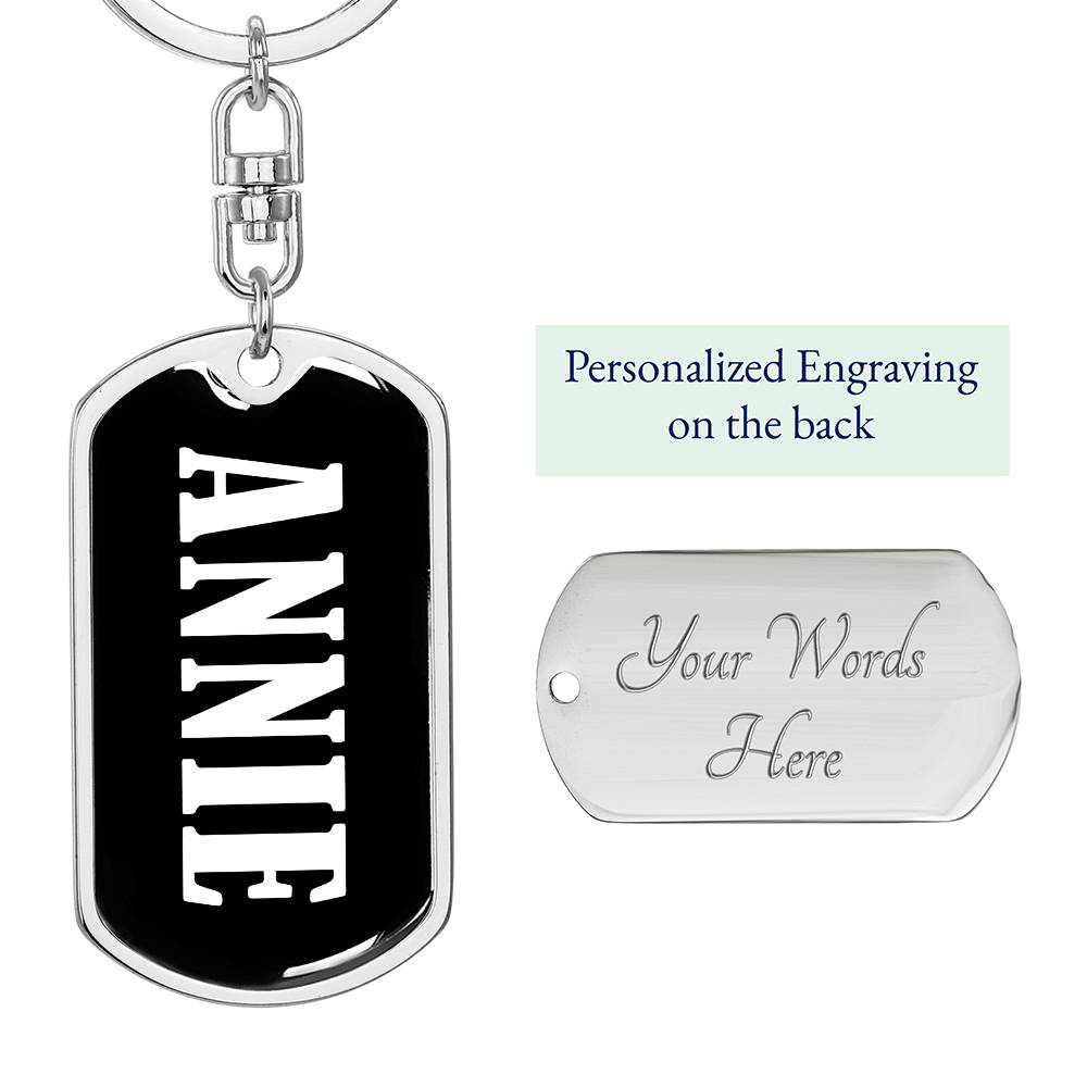 Annie v01w - Luxury Dog Tag Keychain