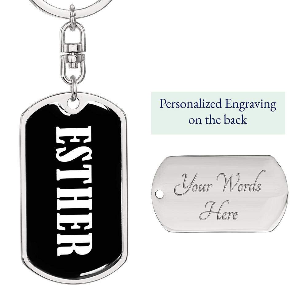 Esther v01w - Luxury Dog Tag Keychain