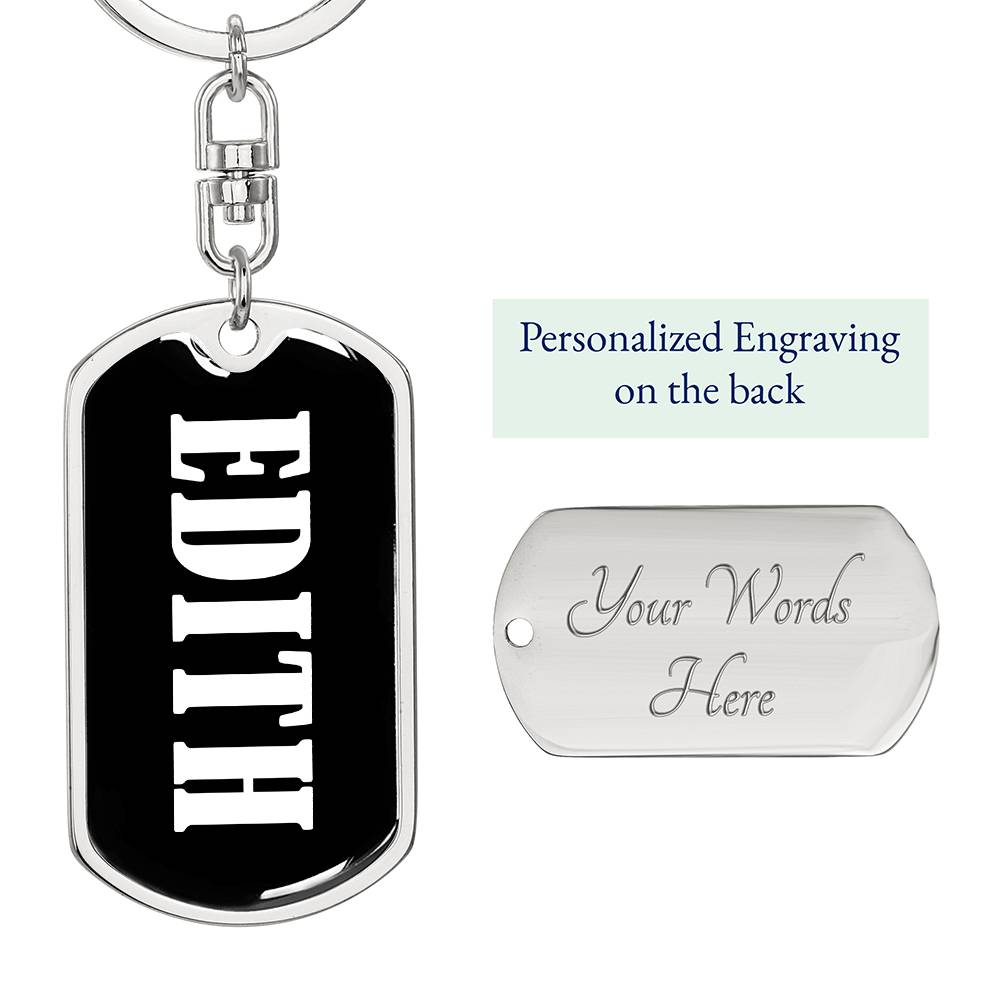 Edith v01w - Luxury Dog Tag Keychain