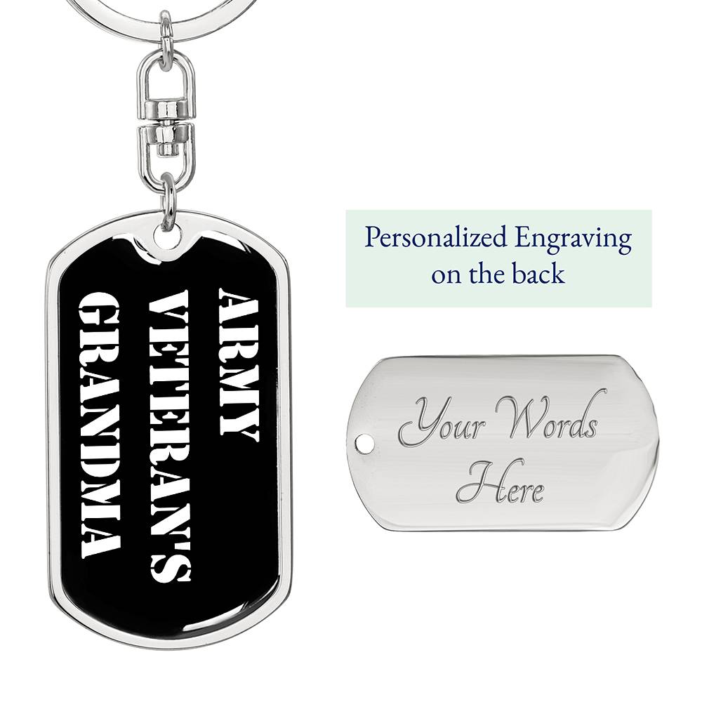 Army Veteran's Grandma v3 - Luxury Dog Tag Keychain