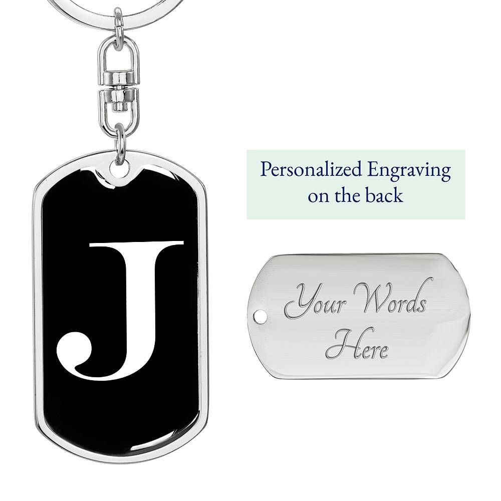 Initial J v3a - Luxury Dog Tag Keychain