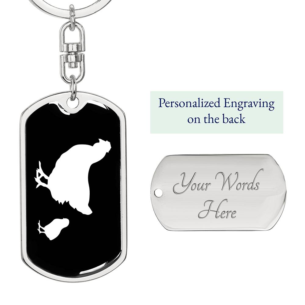 Mama Chicken With 1 Chick v3 - Luxury Dog Tag Keychain