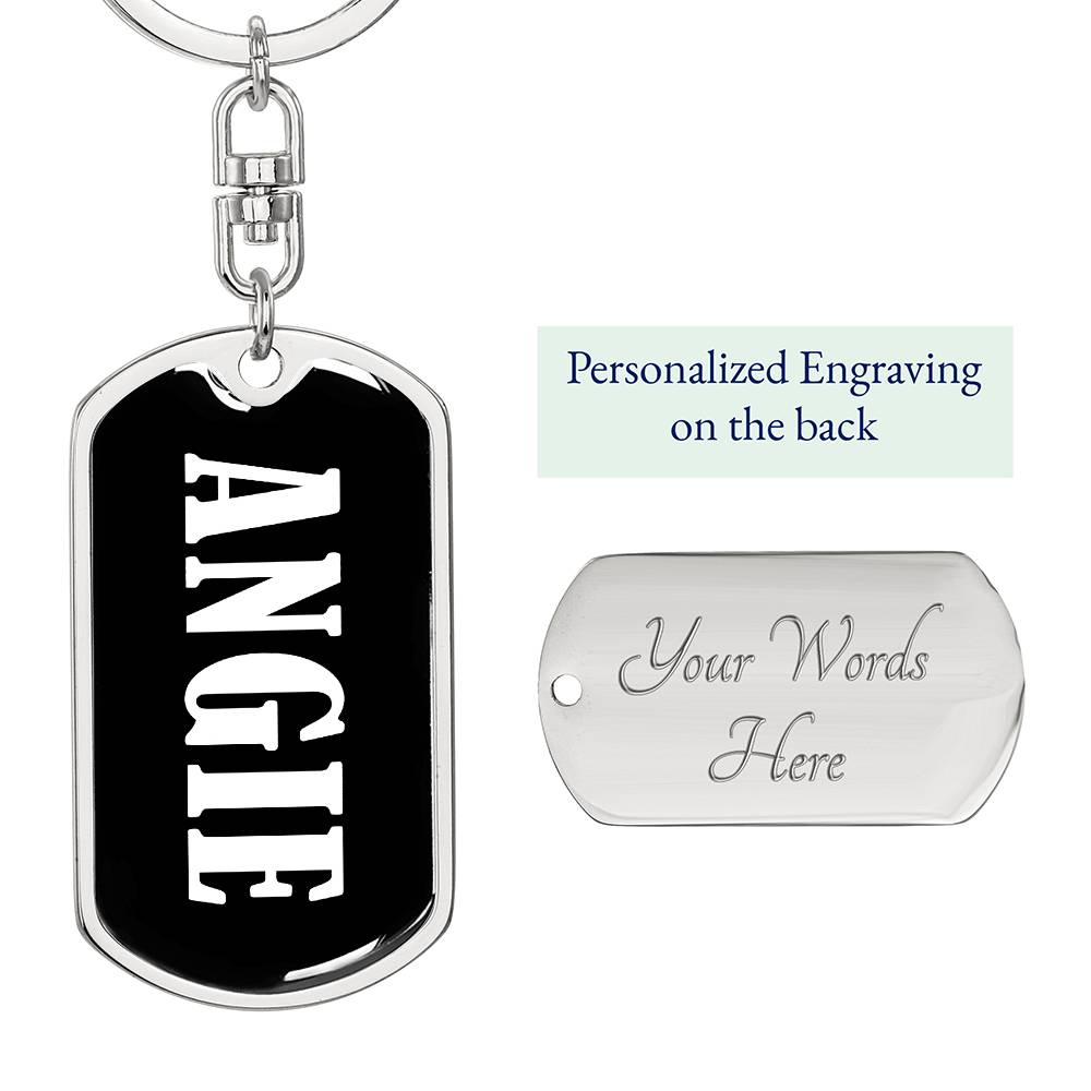 Angie v01w - Luxury Dog Tag Keychain