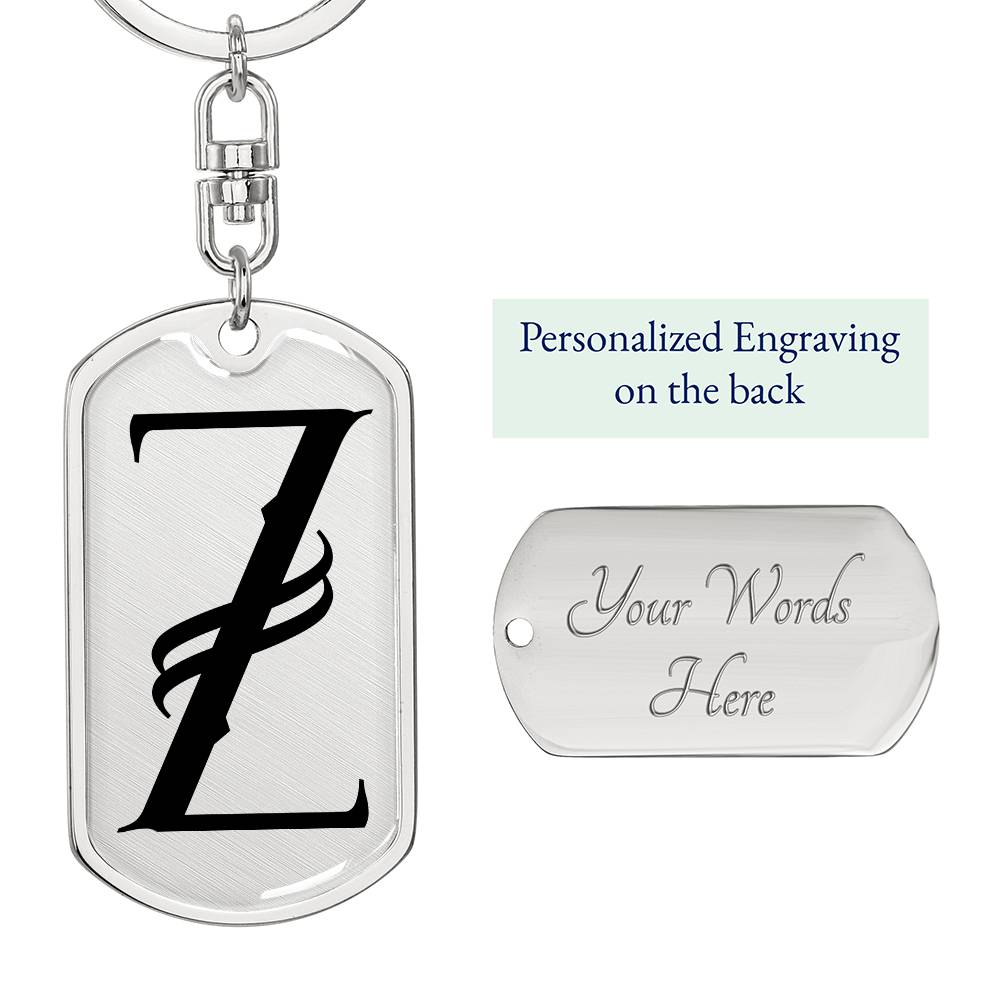 Initial Z v001-11 - Luxury Dog Tag Keychain