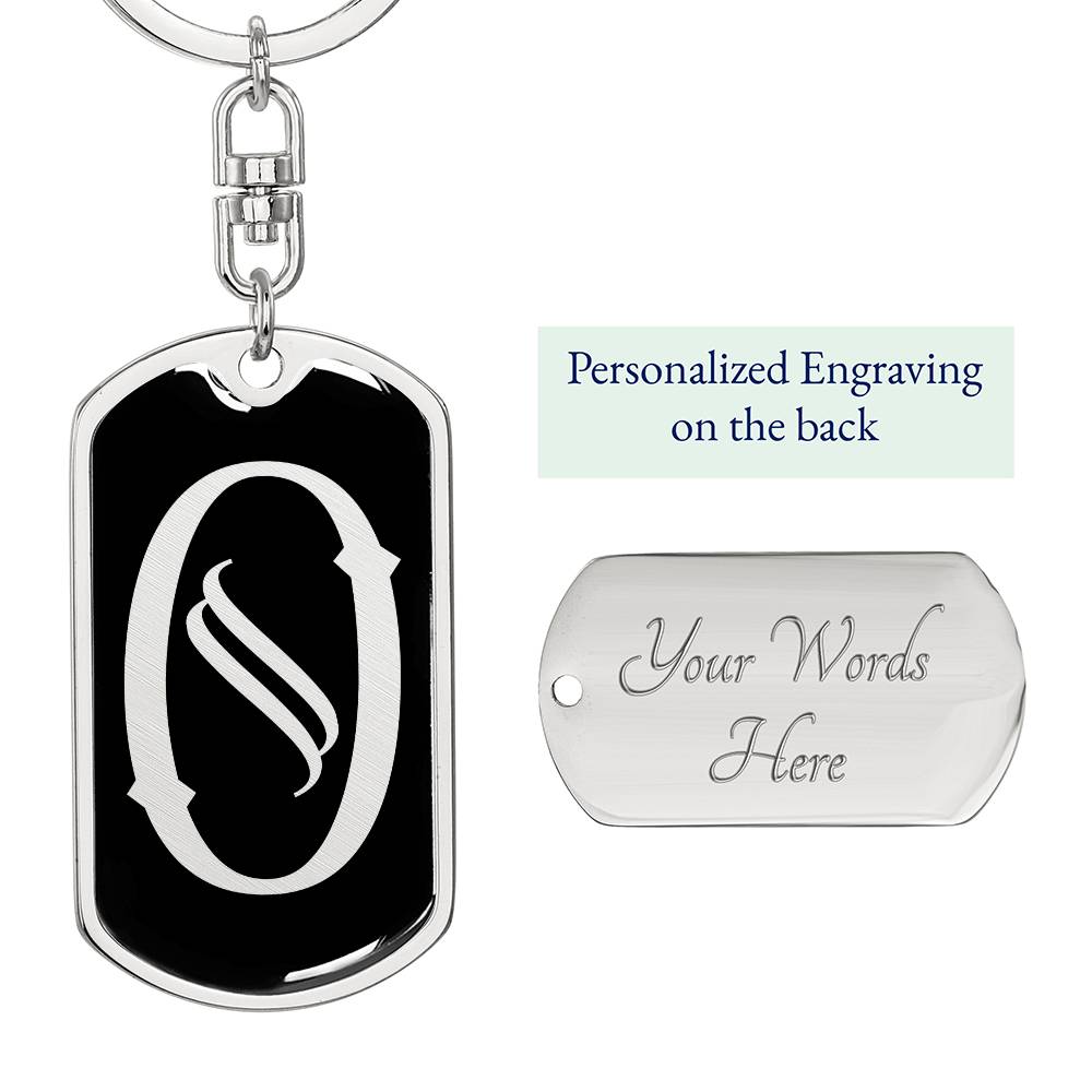 Initial O v001-12 - Luxury Dog Tag Keychain