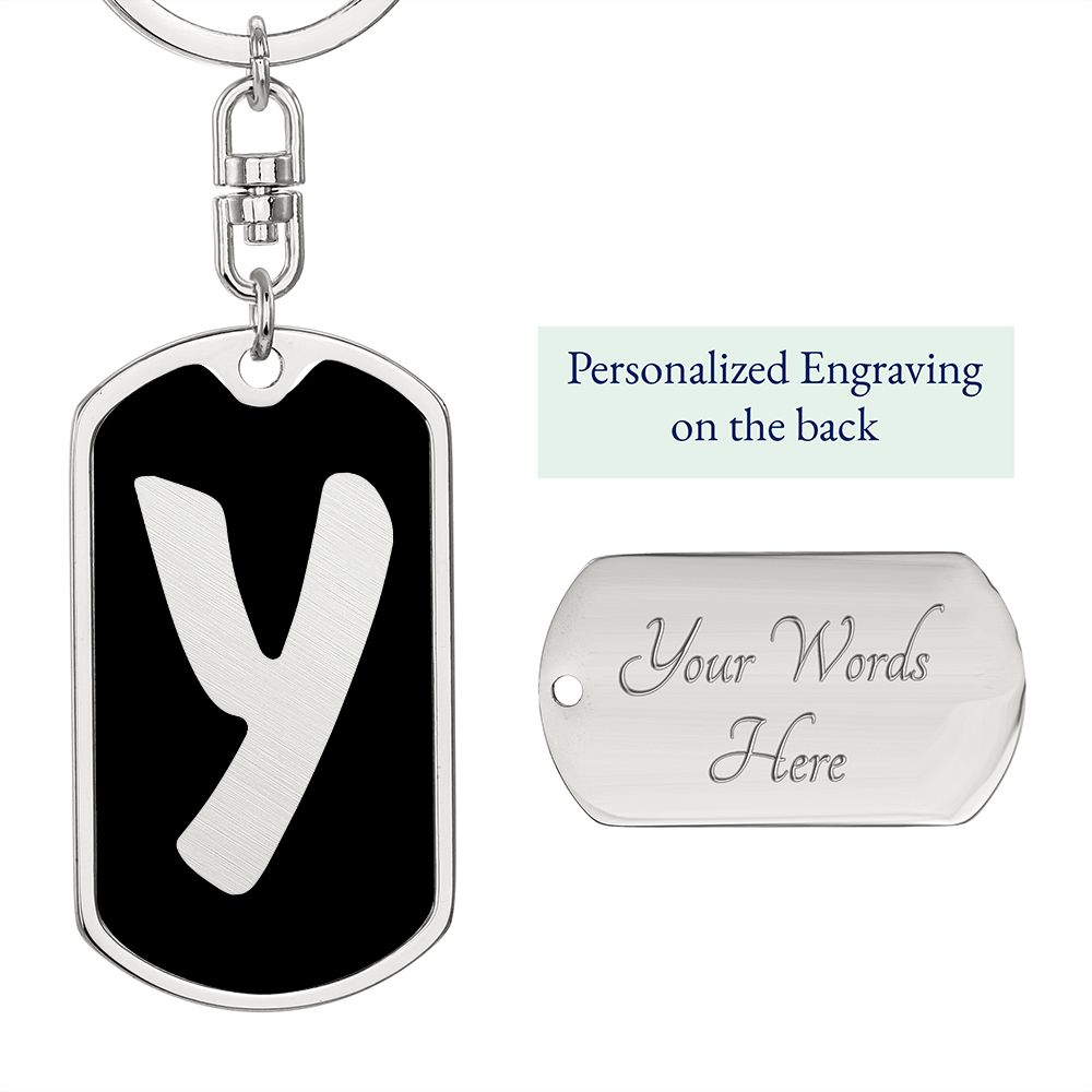 Initial Y v2b - Luxury Dog Tag Keychain