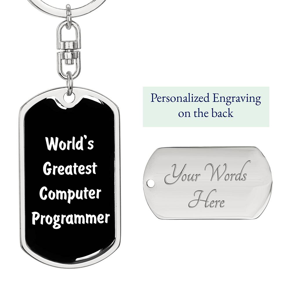 World's Greatest Computer Programmer v3 - Luxury Dog Tag Keychain