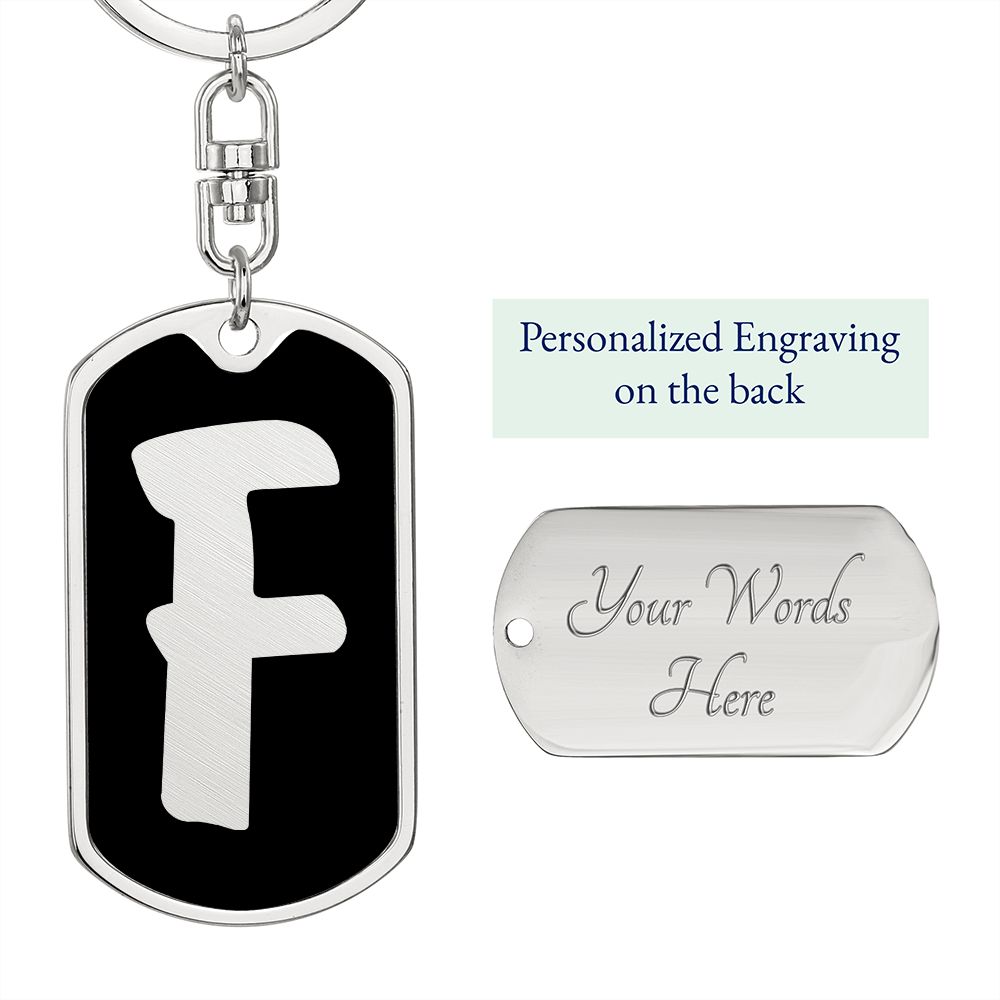 Initial F v2b - Luxury Dog Tag Keychain