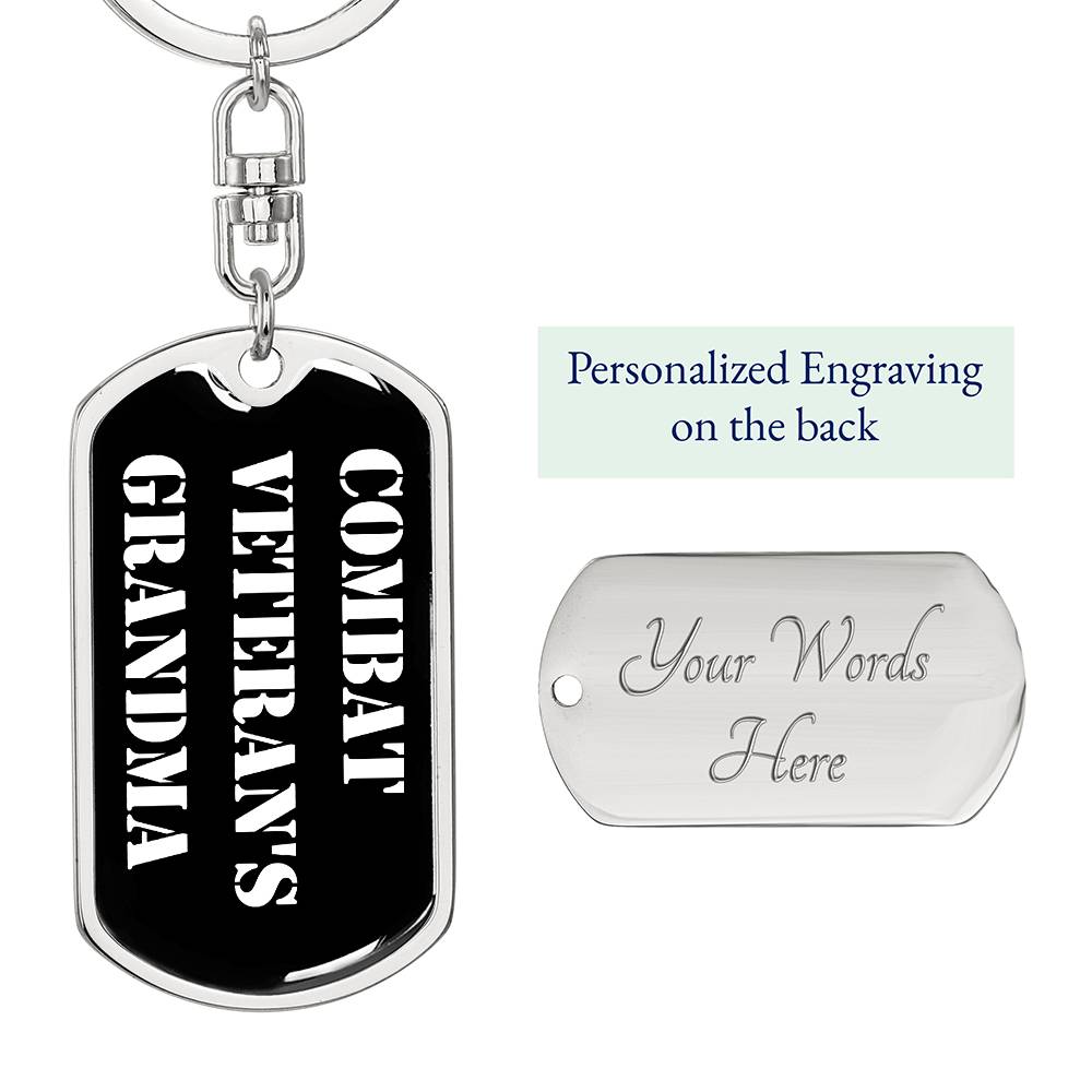 Combat Veteran's Grandma v3 - Luxury Dog Tag Keychain