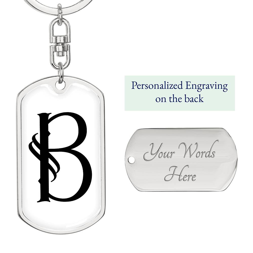Initial B v001-14 - Luxury Dog Tag Keychain