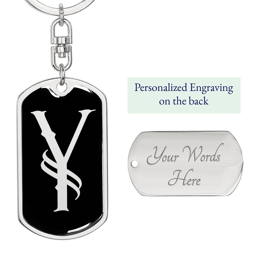 Initial Y v001-12 - Luxury Dog Tag Keychain