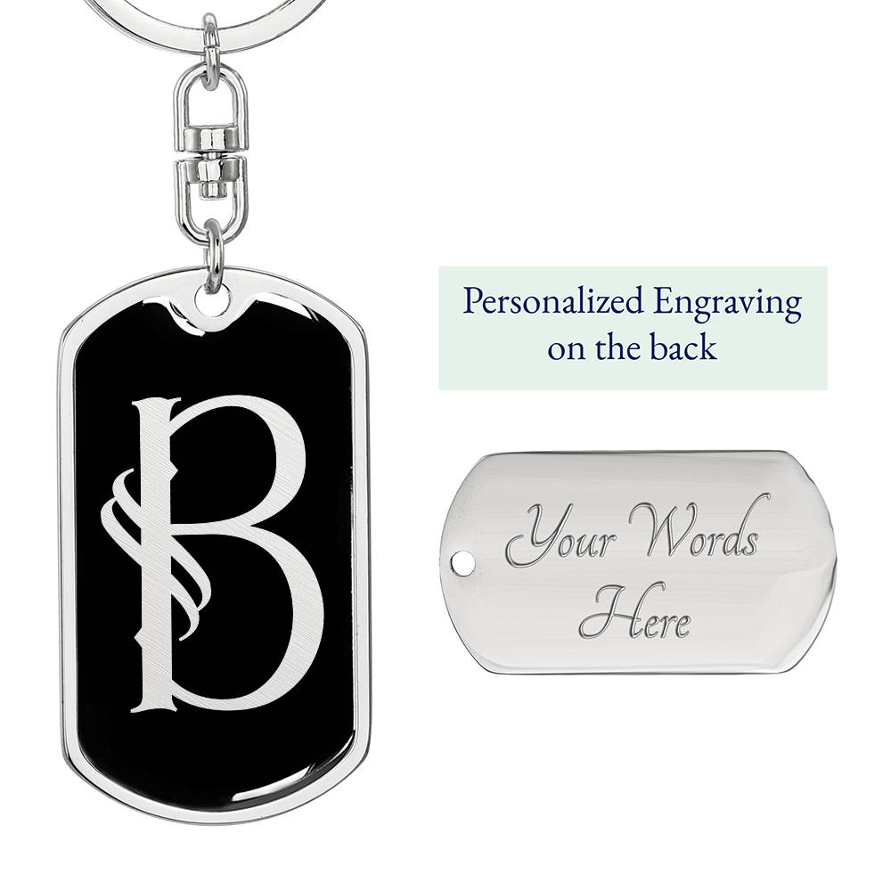 Initial B v001-12 - Luxury Dog Tag Keychain