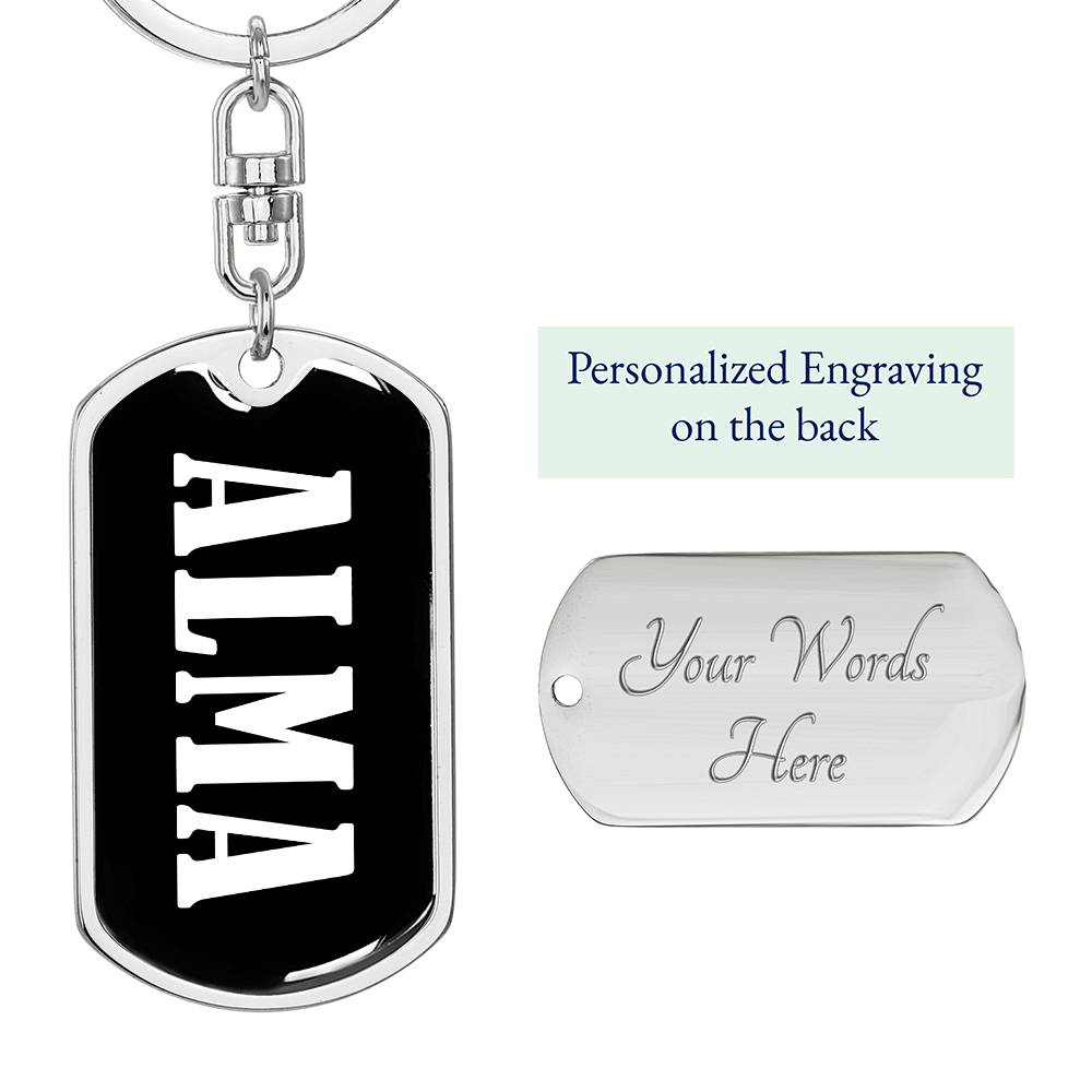 Alma v01w - Luxury Dog Tag Keychain