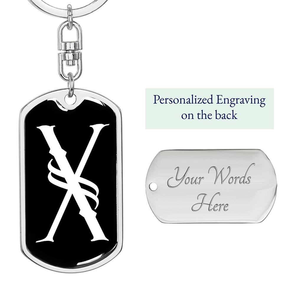 Initial X v001-13 - Luxury Dog Tag Keychain