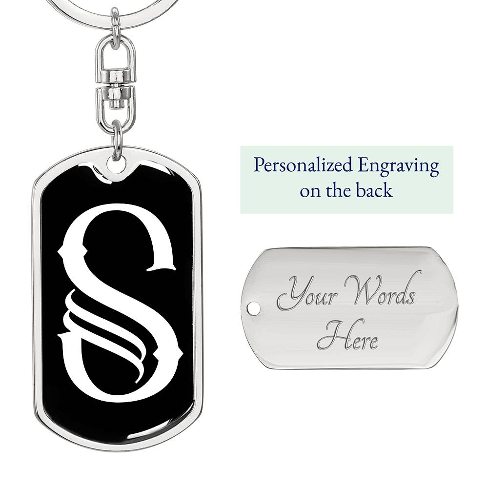 Initial S v001-13 - Luxury Dog Tag Keychain