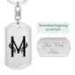 Initial M v001-11 - Luxury Dog Tag Keychain