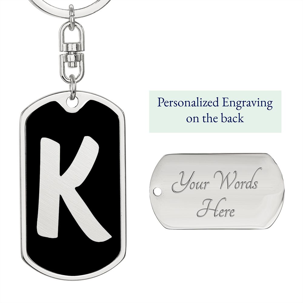 Initial K v2b - Luxury Dog Tag Keychain