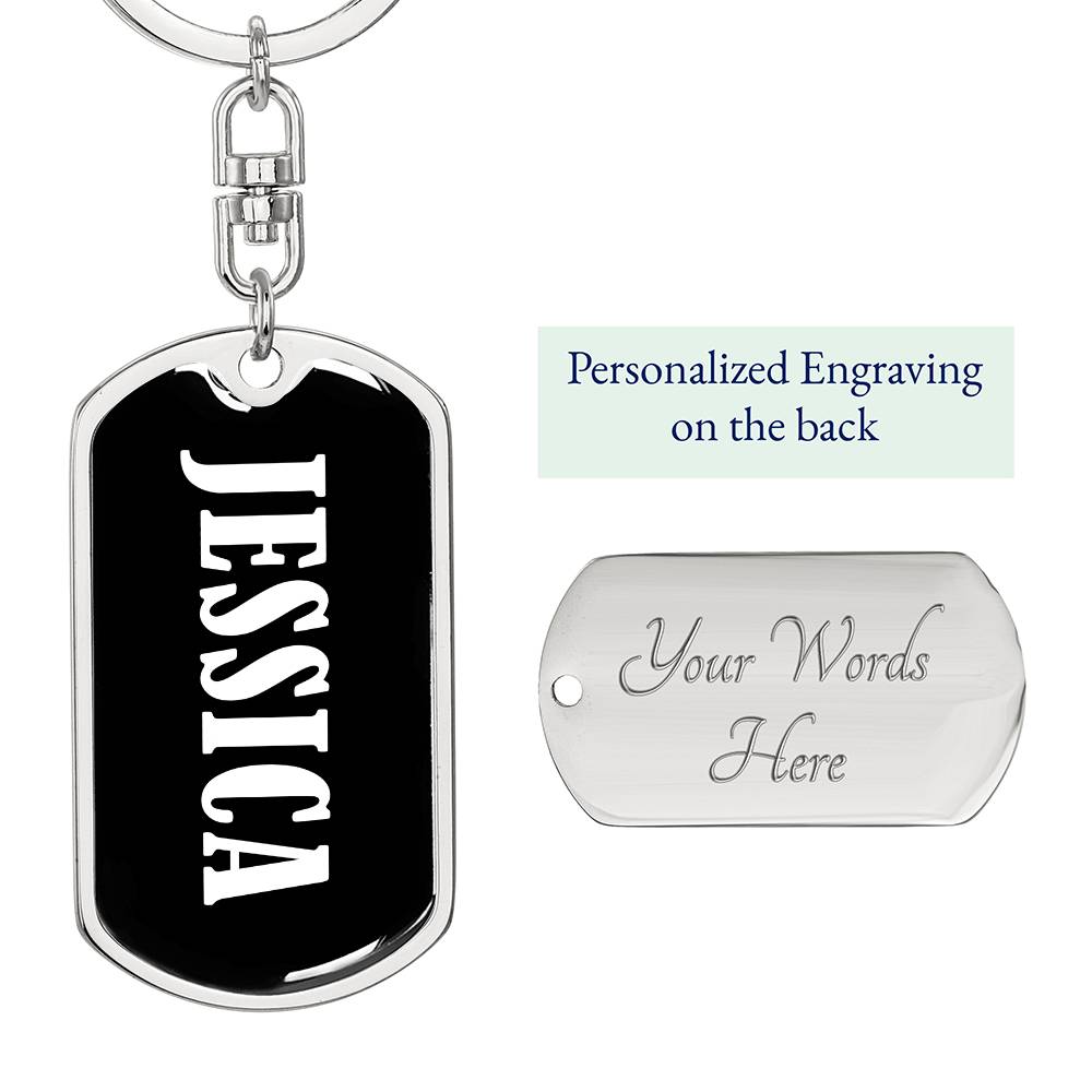 Jessica v01w - Luxury Dog Tag Keychain