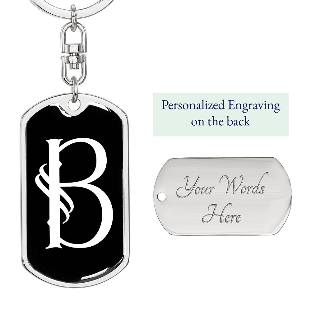 Initial B v001-13 - Luxury Dog Tag Keychain
