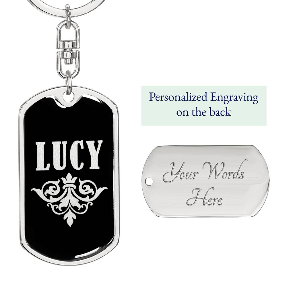 Lucy v02a - Luxury Dog Tag Keychain