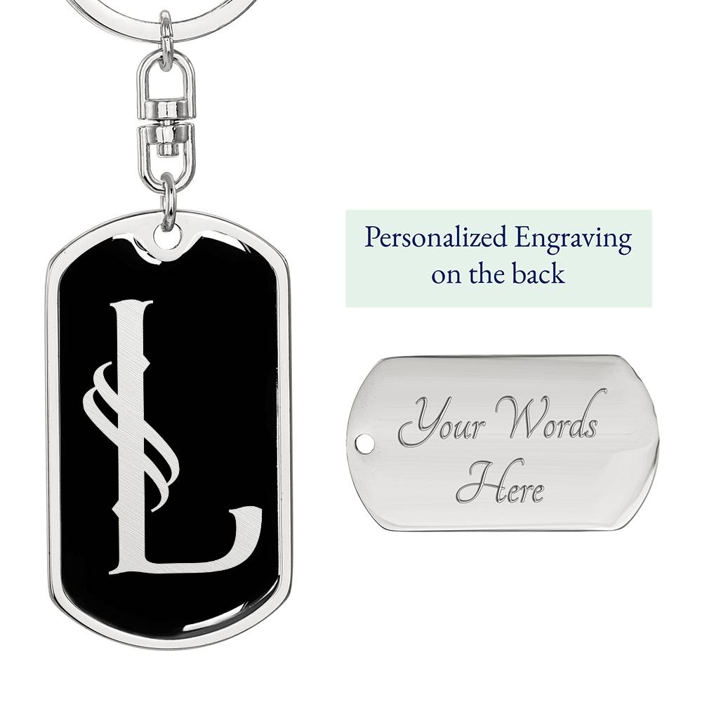 Initial L v001-12 - Luxury Dog Tag Keychain