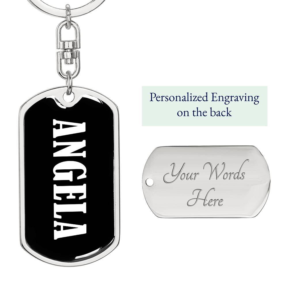 Angela v01w - Luxury Dog Tag Keychain