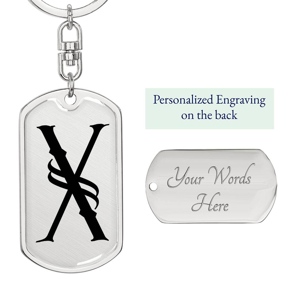 Initial X v001-11 - Luxury Dog Tag Keychain