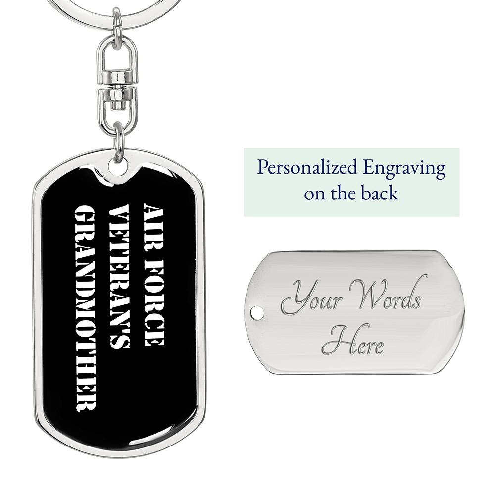 Air Force Veteran's Grandmother v3 - Luxury Dog Tag Keychain