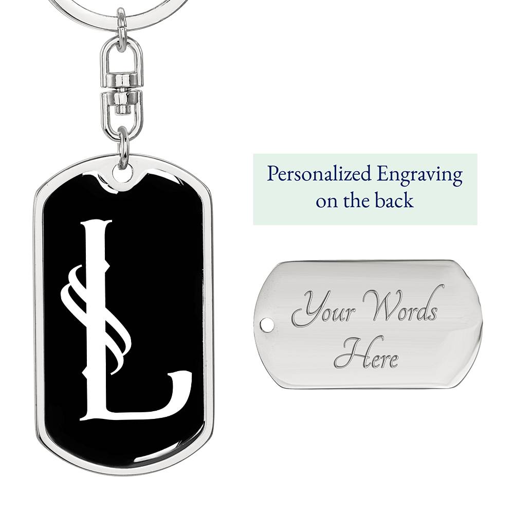Initial L v001-13 - Luxury Dog Tag Keychain