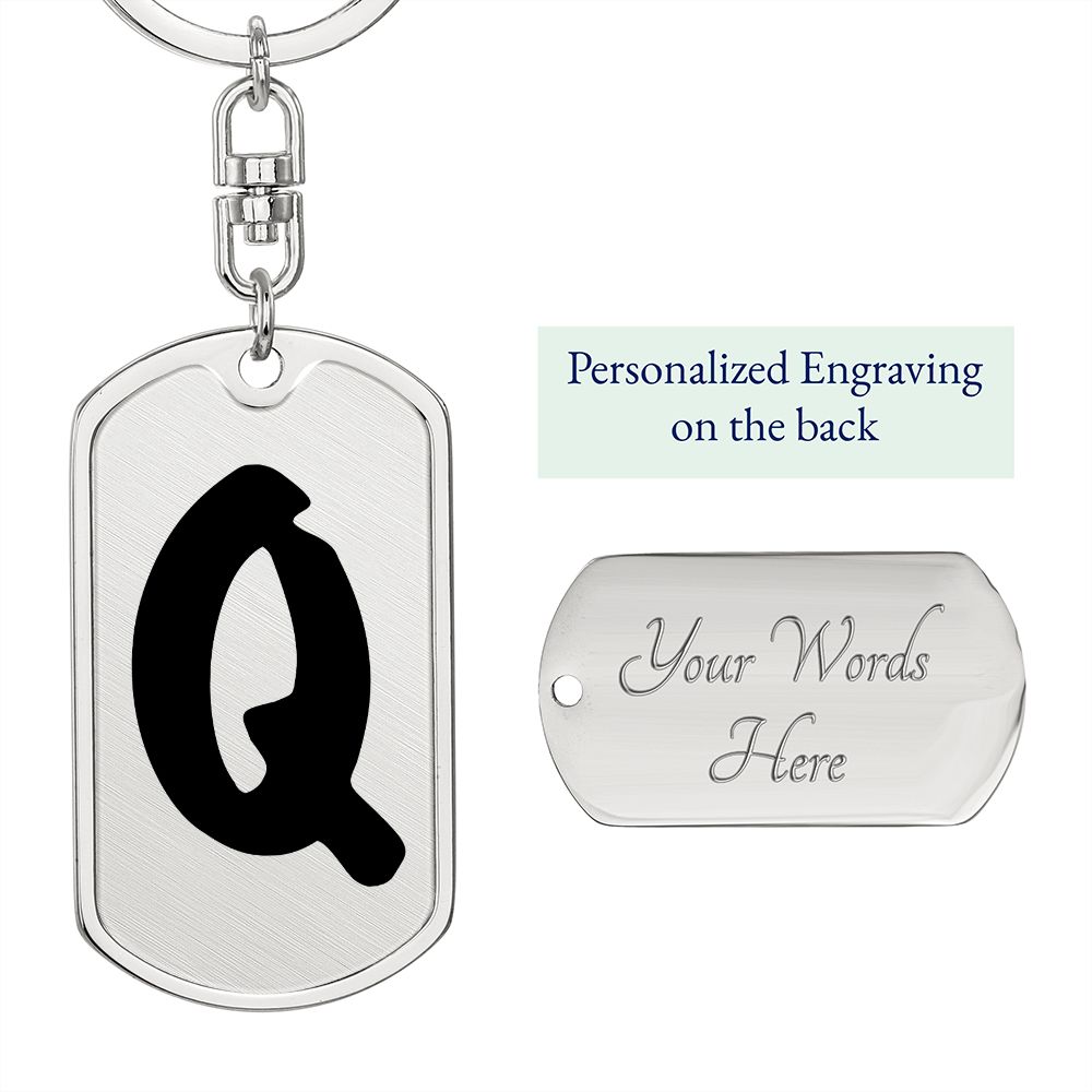 Initial Q v1b - Luxury Dog Tag Keychain